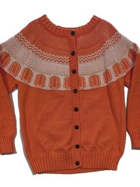 *Pumpkin Fair Isle Cardigan Women Halloween Fall Sweater*